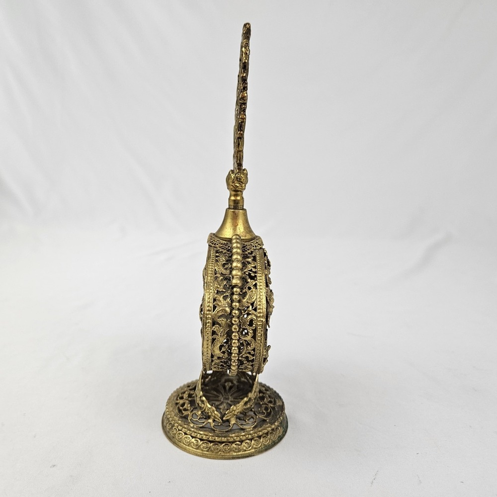 Vintage Brass Filigree Floral Ormolu Perfume Bottle Antique Victorian Ornate - Picture 7 of 12